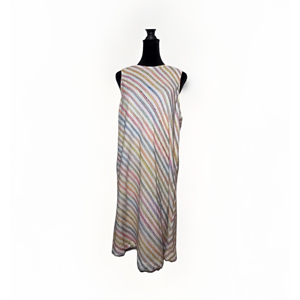 Lou & Grey Rainbow Stripe Sleeveless Swing Mini Dress Size Large